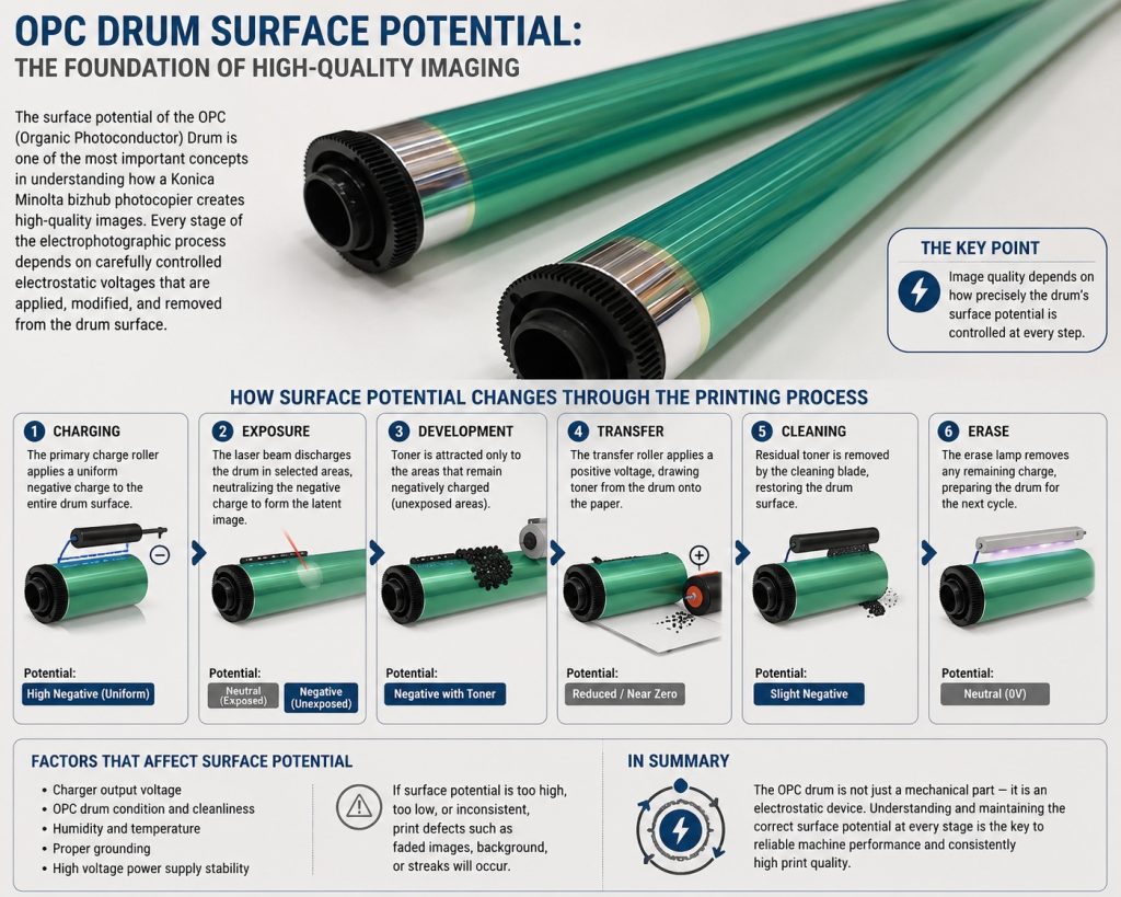 Electrostatic Voltages Across the OPC Drum During Each Process Stage